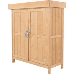 Outsunny - armoire de jardin sur pied double porte �tag�re et toit bitum� relevable dim. 74l x 43l x ...