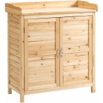 Outsunny - armoire de jardin sur pied avec plateau - double porte, �tag�re - bois de sapin pr� - huil� ...