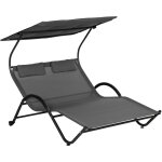 Bain de soleil 2 places lit de jardin design contemporain auvent r�glable roulettes t�ti�res acier �poxy ...