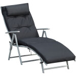 Outsunny - bain de soleil pliable transat inclinable 7 positions chaise longue grand confort avec matelas ...