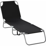 Bain de soleil transat pliable dossier r�glable multipositions m�tal et polyester noir