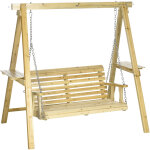 Balancelle de jardin 2 places en bois hauteur rglable - 196 x 120 x 171 cm