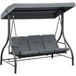 Balancelle de jardin 3 places convertible matelas fourni gris m�tal noir