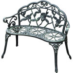 Banc de jardin 2 places style n�o - r�tro motif rose lignes fusel�es 100l x 54l x 78h cm fonte d'aluminium ...