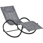 Chaise longue � bascule - outsunny - avec t�ti�re - utilisation ext�rieure int�rieure - gris chin�