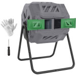 Outsunny - composteur de jardin - bac � compost pour d�chets - rotatif 360� - double chambre 160 l - ...