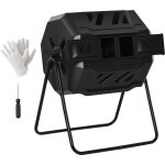 Outsunny - composteur de jardin - bac � compost pour d�chets - rotatif 360� - double chambre 160 l - ...