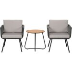 Outsunny - ensemble bistro de jardin 2 places 3 pi�ces style contemporain coussins gris acier �poxy noir ...