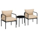 Outsunny - ensemble salon de jardin 2 places 3 pices avec coussins beige