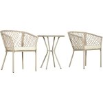 Outsunny - ensemble salon de jardin 2 places 3 pices avec coussins rsine tresse beige