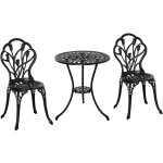 Outsunny - ensemble salon de jardin 2 places 2 chaises + table ronde fonte d'aluminium imitation fer ...