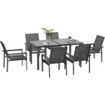 Outsunny - ensemble salon de jardin 6 places 7 pices table  manger gris