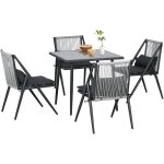 Outsunny - ensemble salon de jardin design acapulco 4 places 5 pièces noir alu gris Outsunny - ensemble salon de jardin design acapulco 4 places 5 pièces noir alu gris