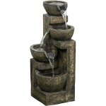 Outsunny - fontaine de jardin cascade 4 pots débit réglable pompe à eau submersible incluse résine noir ... Outsunny - fontaine de jardin cascade 4 pots débit réglable pompe à eau submersible incluse résine noir ...