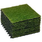 Outsunny - gazon synth�tique artificiel set de 10 dalles carreaux 30 x 30 cm �paisseur confort 3, 5 cm ...