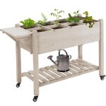 Outsunny - jardinire sur pied - potager sur roulettes - tagre, tablette rabattable, inserts d'irrigation, ...