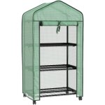 Outsunny - mini serre de jardin 3 étagères porte enroulable 4 roulettes pe Outsunny - mini serre de jardin 3 étagères porte enroulable 4 roulettes pe
