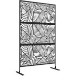 Outsunny - panneau brise vue d�coratif paravent ext�rieur motif v�g�tal m�tal noir