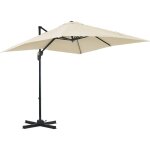 Parasol d�port� carr� inclinable manivelle avec pied en acier dim. 2, 45l x 2, 45l x 2, 45h m m�tal alu. ...