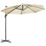 Parasol dport octogonal inclinable manivelle avec pied en acier  2, 94 x 2, 48h m beige clair