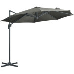 Parasol dport octogonal inclinable manivelle avec pied en acier  2, 94 x 2, 48h m gris
