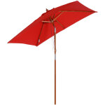 Parasol rectangulaire inclinable bois polyester haute densit� 2l x 1, 5l x 2, 3h m rouge