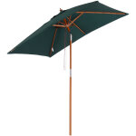 Parasol rectangulaire inclinable bois polyester haute densit� 2l x 1, 5l x 2, 3h m vert fonc�