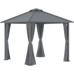 Pavillon de jardin style contemporain - barnum avec rideaux - dim. 2, 96l x 2, 96l x 2, 8h m - alu. polyester ...