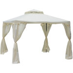 Pavillon de jardin tonnelle barnum style colonial double toit toiles moustiquaires amovibles zippes ...