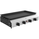 Plancha gaz portable antiadh�sive 4 br�leurs 9, 6 kw surface cuisson 73l x 34l cm acier inox �maill�