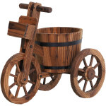 Outsunny - porte plante tricycle - �tag�re de pots de fleurs - jardini�re dim. 52l x 31l x 45h cm - bois ...