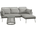 Outsunny - salon de jardin d'angle 4 pers. style colonial table basse coussins grand confort inclus r�sine ...