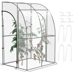 Outsunny - serre de jardin adoss�e serre adoss�e dim. 1, 43l x 1, 18l x 2, 12h m 2 portes zipp�es enroulables ...