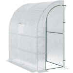 Outsunny - serre de jardin adosse serre adosse dim. 2l x 1l x 2, 13h m 4 tagres 2 portes zippes ...