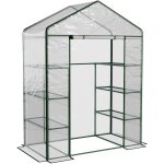 Outsunny - serre de jardin balcon terrasse 8 tagres dim. 143l x 73l x 195h cm acier pvc impermable ...