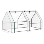 Outsunny - serre de jardin tunnel 2, 5l x 1l x 0, 8h m grande porte zippe bche pvc transparent mtal ...
