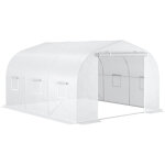 Outsunny serre de jardin serre tunnel de jardin dim. 3, 5l x 3l x 2h m porte + 6 fen�tres enroulables ...