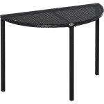 Table de jardin demi cercle - table de balcon demi lune - dim. 100l x 50l x 74h cm r�sine tress�e 4 fils ...