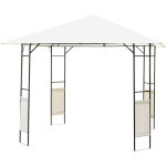 Tonnelle barnum pavillon de jardin dim. 3l x 3l x 2, 6h m mtal poxy toile polyester haute densit crme ...