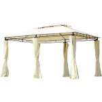Tonnelle barnum pavillon de jardin style colonial double toit toiles latrales amovibles 3l x 4l x 2, ...