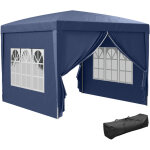 Tonnelle barnum pop - up pliant dim. 3l x 3l x 2, 58h m 2 fentres sac transport acier oxford bleu