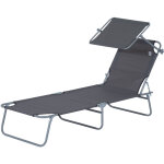 Transat bain de soleil pliable grand confort dossier et pare - soleil r�glable multi - positions gris ...