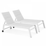 Lot de 2 bains de soleil en aluminium blanc