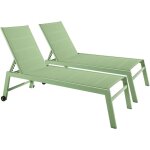 Oviala - lot de 2 bains de soleil en aluminium et textil�ne vert cactus