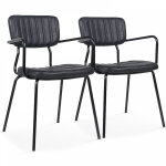 Oviala - lot de 2 chaises avec accoudoirs en textile enduit noir