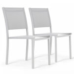 Oviala - lot de 2 chaises de jardin aluminium et textil�ne blanc