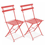 Oviala - lot de 2 chaises pliantes en acier rouges