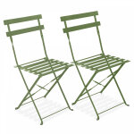 Oviala - lot de 2 chaises pliantes en acier vert cactus