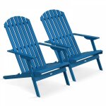 Lot de 2 fauteuils pliant en bois d'eucalyptus bleu pacific