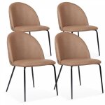 Oviala - lot de 4 chaises en textile enduit marron clair